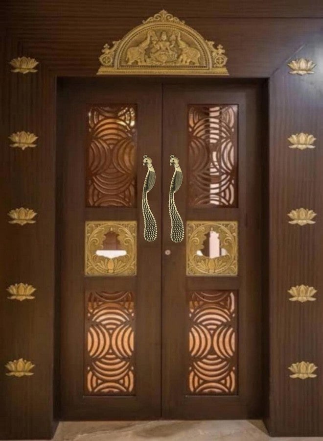 فاست مقابض أبواب عتيقة من النحاس الأصفر على شكل طاووس من FAST CP16 (12 بوصة، قطعتان) - Image 4